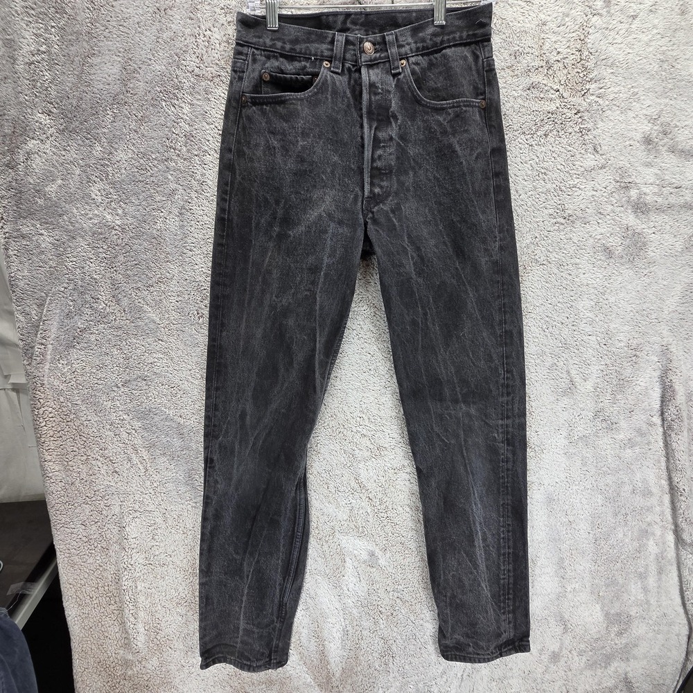 VTG Levis 501 Jeans Mens Black Made USA Button Fly Regular Straight Fits 28x32